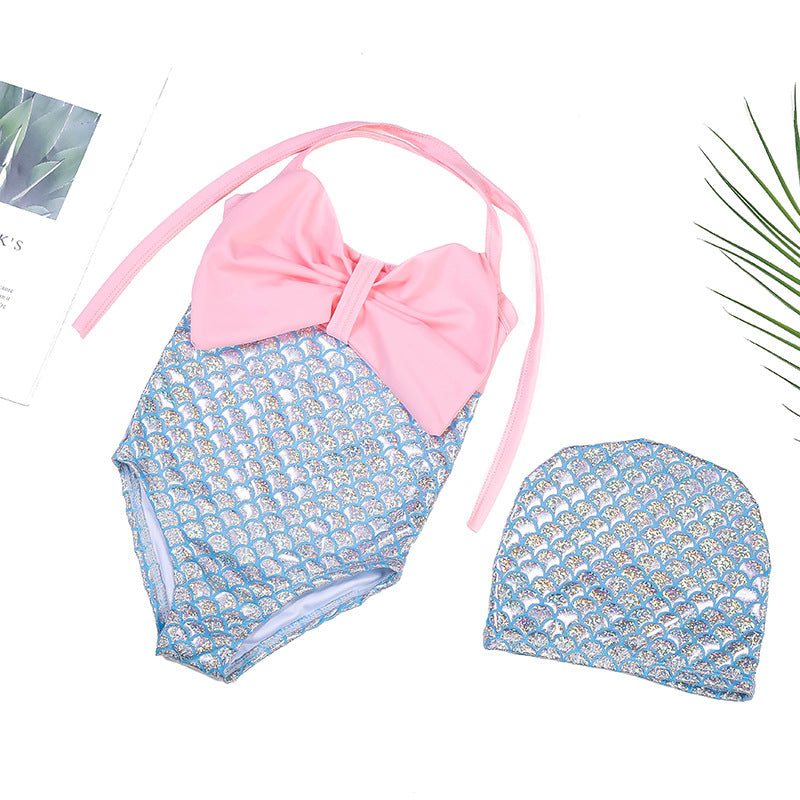 Wholesale Fish Scale One piece Kids Nylon Swimwear